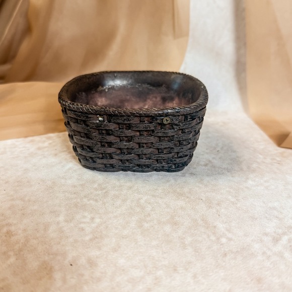 Other - Brown‎ Wicker Style Mini Basket Planter